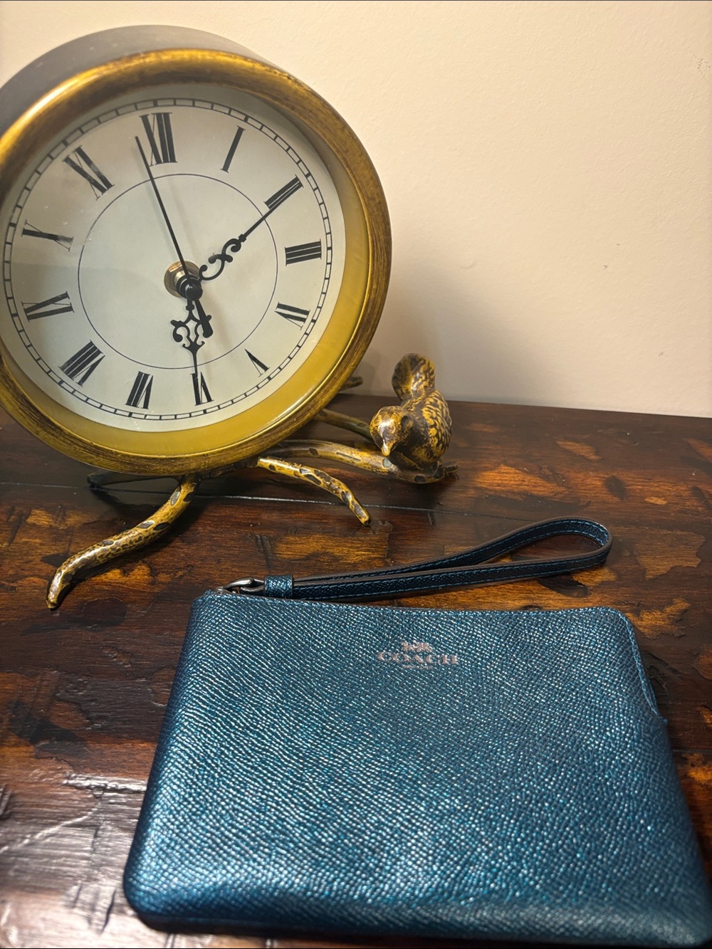 Coach Blue Zip Wristlet with Detachable Strap
